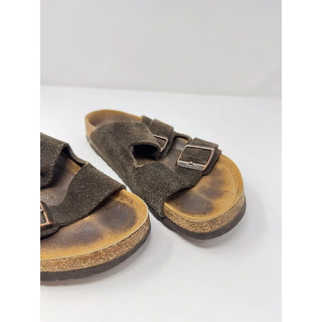Birkenstock Arizona Adult Sandals Brown Leather Birko Flor Slide Men 7 Women 9 - Image 7