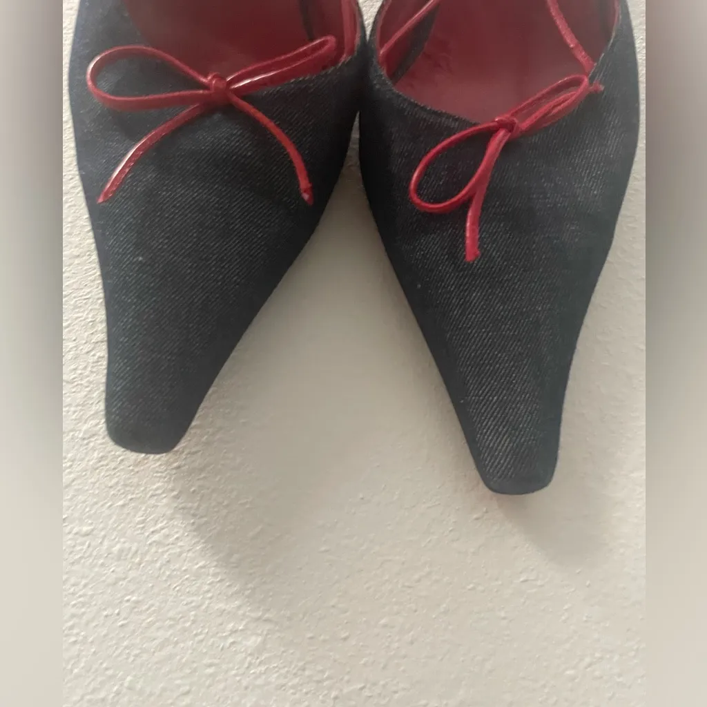 Balmain Vintage  Denim Sling back Women's Red Heels - Image 3