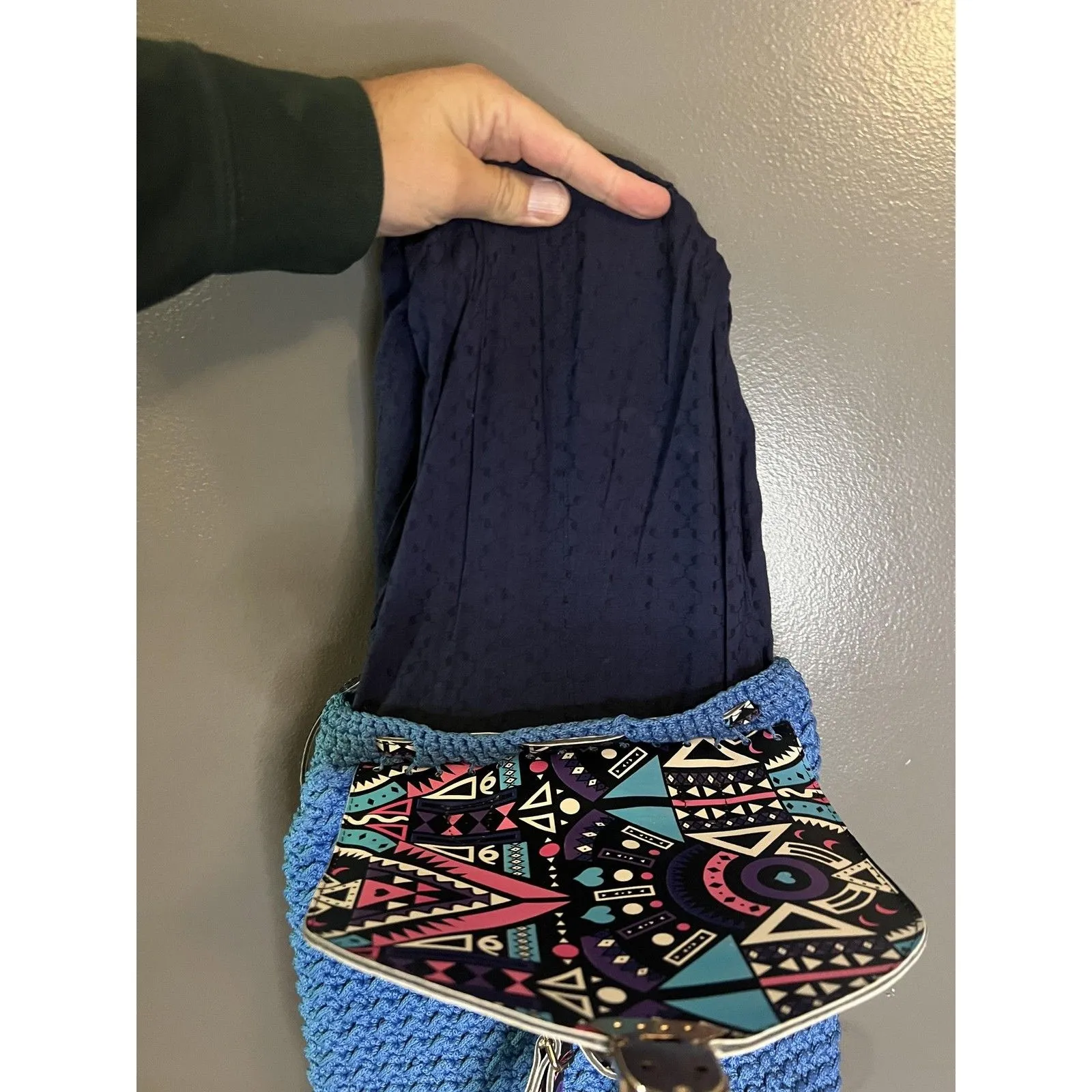 Handmade Crochet Backpack Womens Boho Knit Aztec Tribal Bag Unique Festival - Image 10