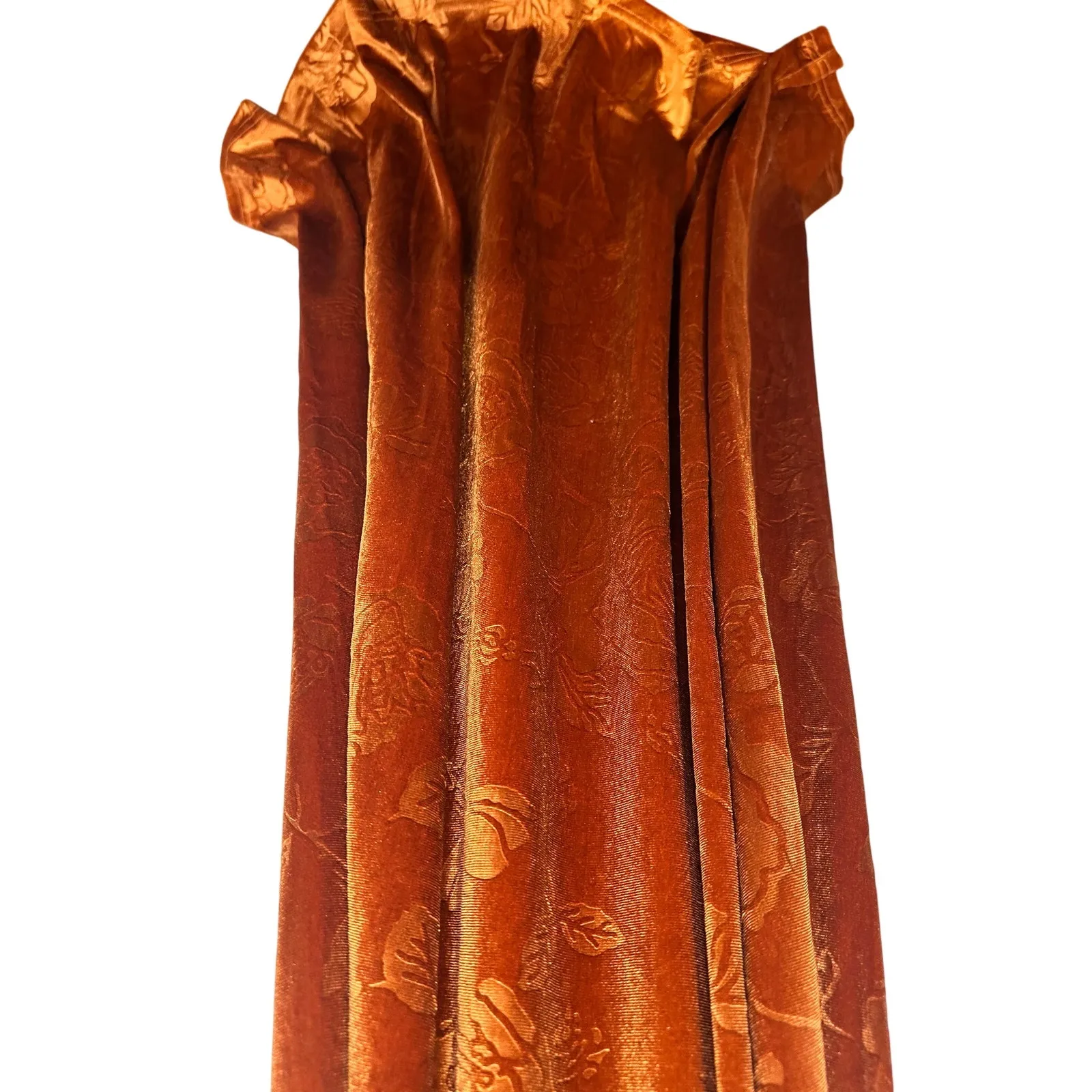 BALTIC BORN Dark Orange Brown Danielle Embossed Floral Velvet Wrap Dress sz XS - Image 12