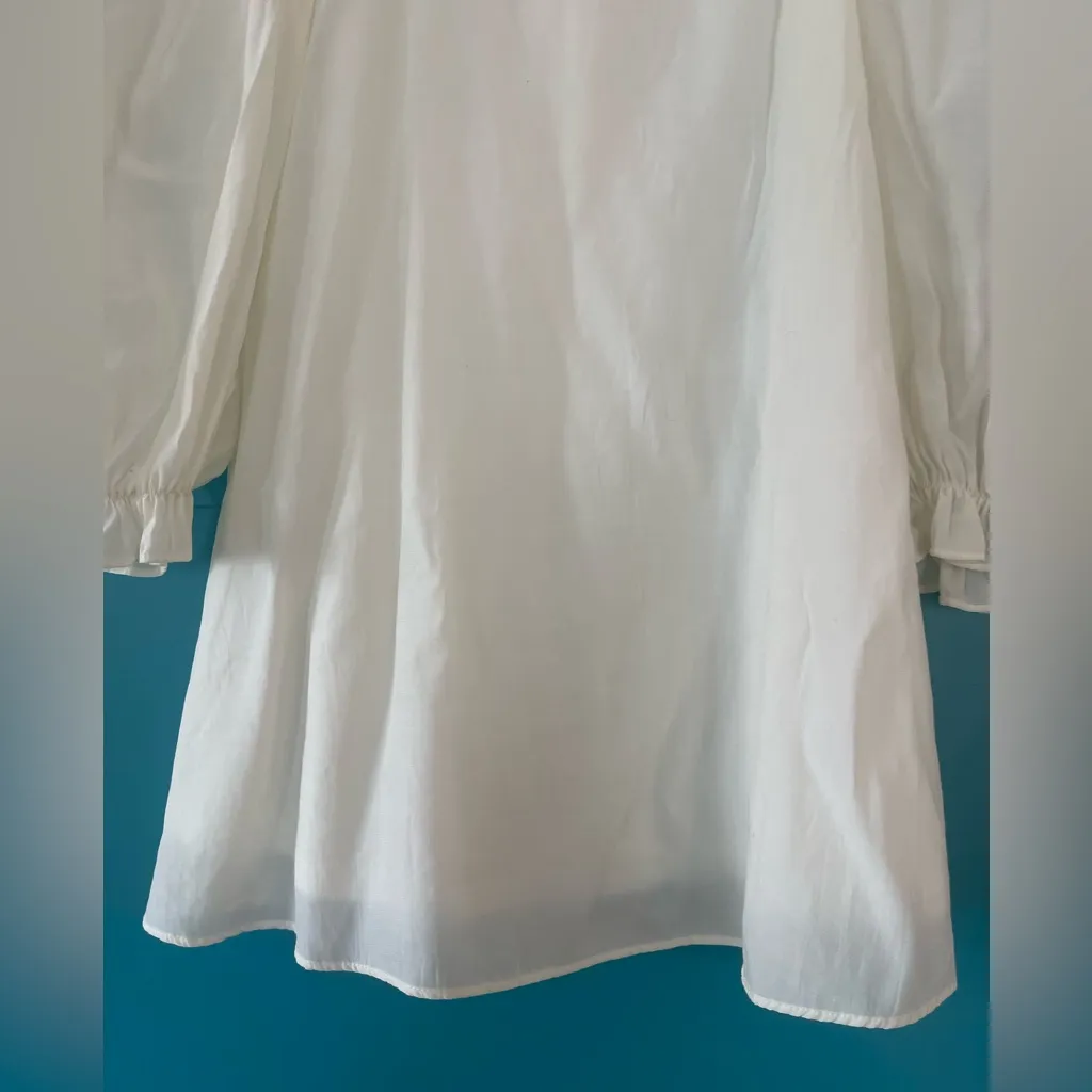 Altard State Long Sleeve White Ruched Top Mini Dress Babydoll Coquette S 🤍 - Image 2