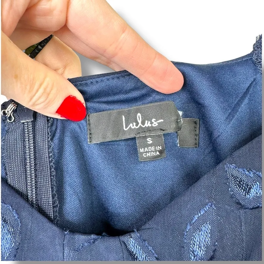 Lulus NWOT Phenomenal Sweetness Navy Floral Burnout Bustier Maxi Dress Small - Image 9