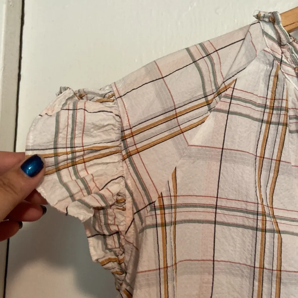 Veronica Beard Jeans Milly Plaid Ruffle Sleeve Blouse - Image 4