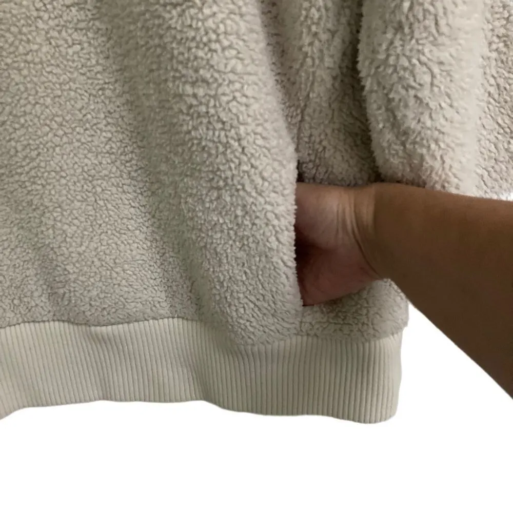 Athleta Talus teddy Sherpa half zip pull over cream sweatshirt L - Image 5