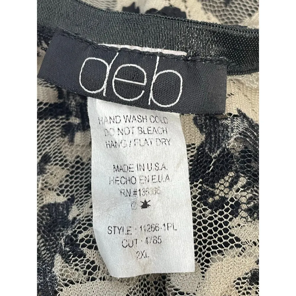 Vintage Deb Tank Top 2X Black Lace Fringe Whimsygoth Y2K Fairy Grunge Rave - Image 5