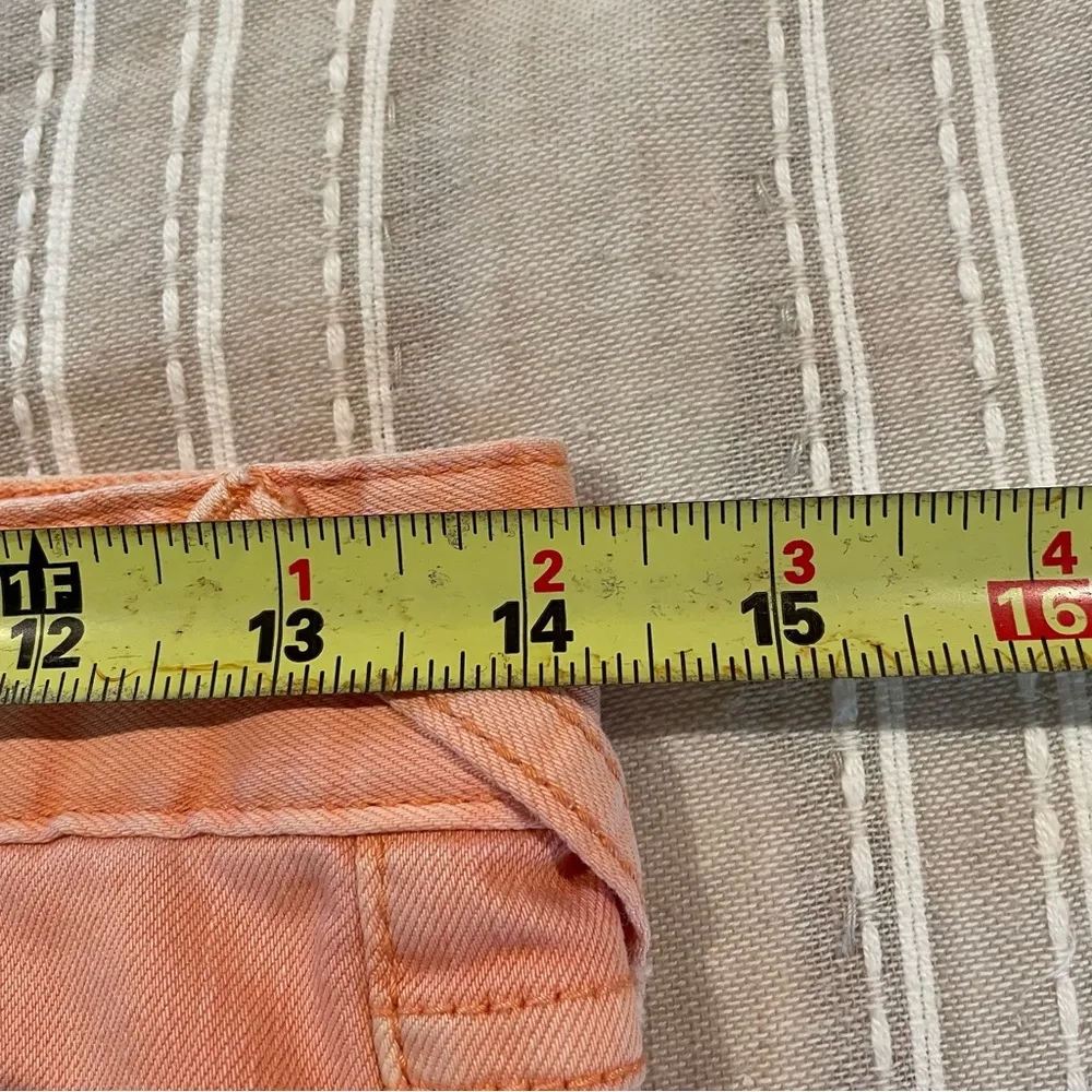 Free People Peachy Pink Orange Mid Rise Stretchy Zipper Ankle Skinny Jeans 25 - Image 9