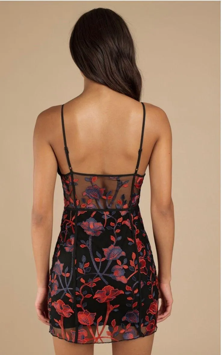 Tobi Black Rose Embroidered Dress - Image 4