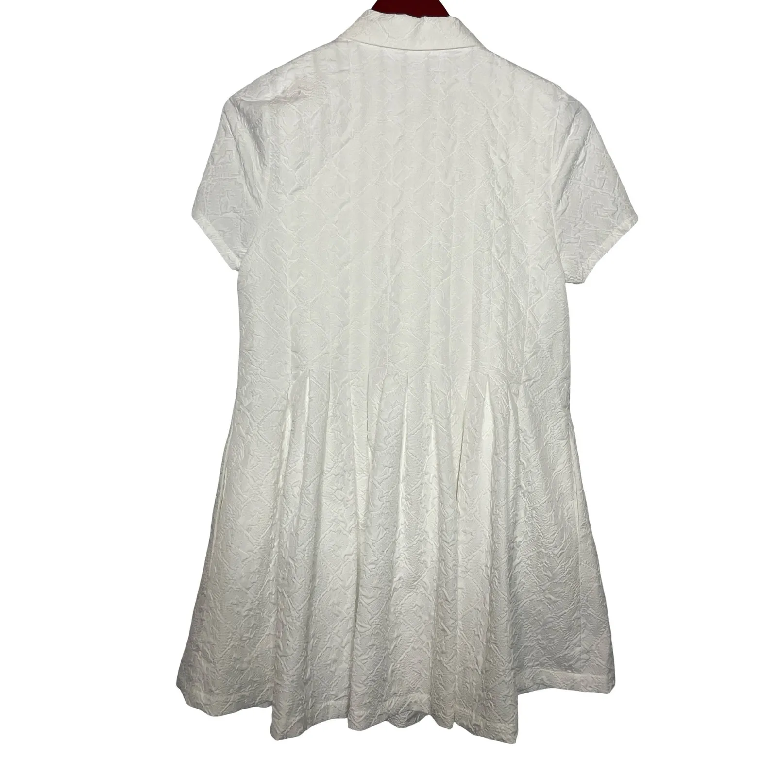 Hill House Rosalind White Jacquard Rhinestone Button Collar Mini Dress XS - Image 5