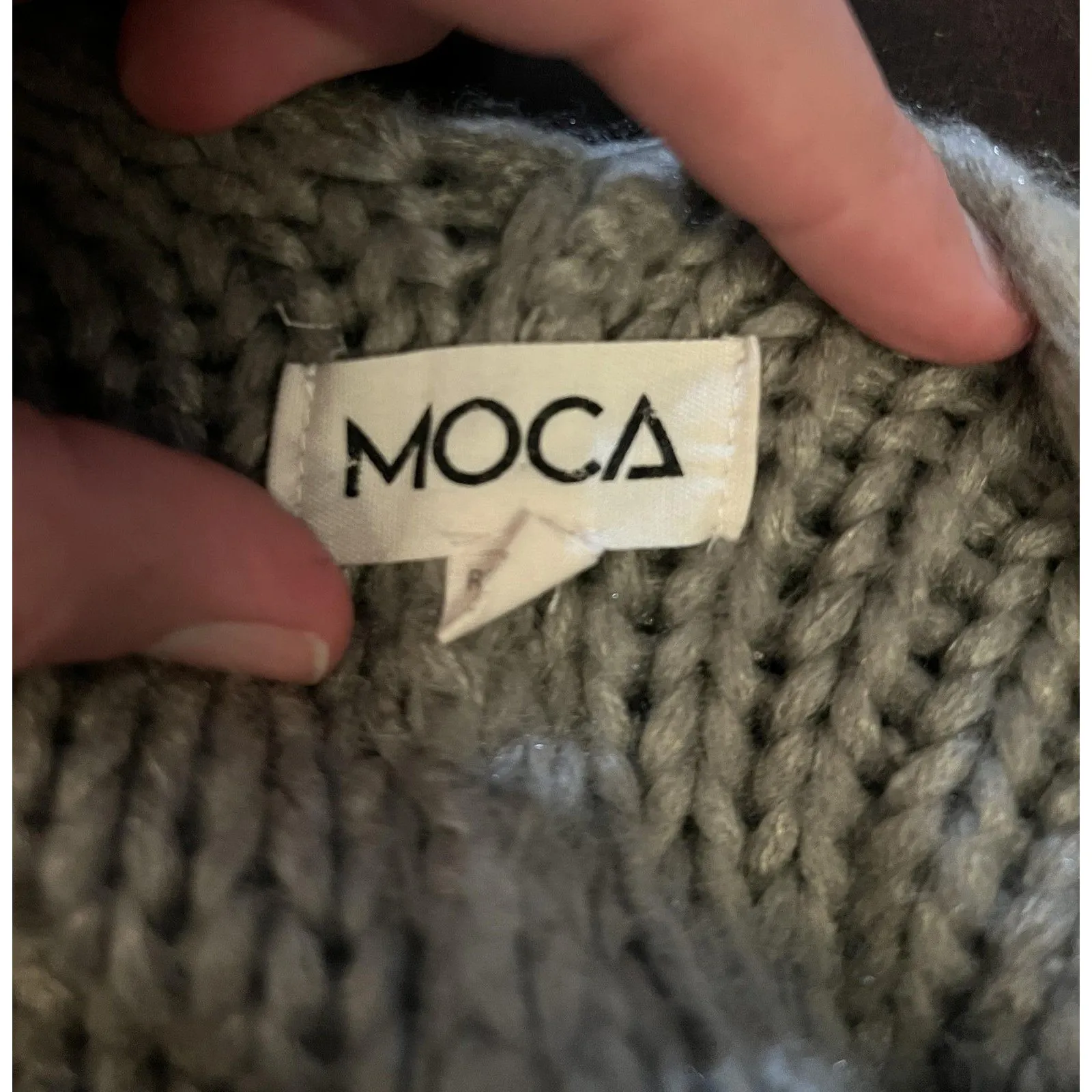 Moca Sweater Womens One Size Beige Taupe Chunky Knit Open Front Cardigan Pockets - Image 6