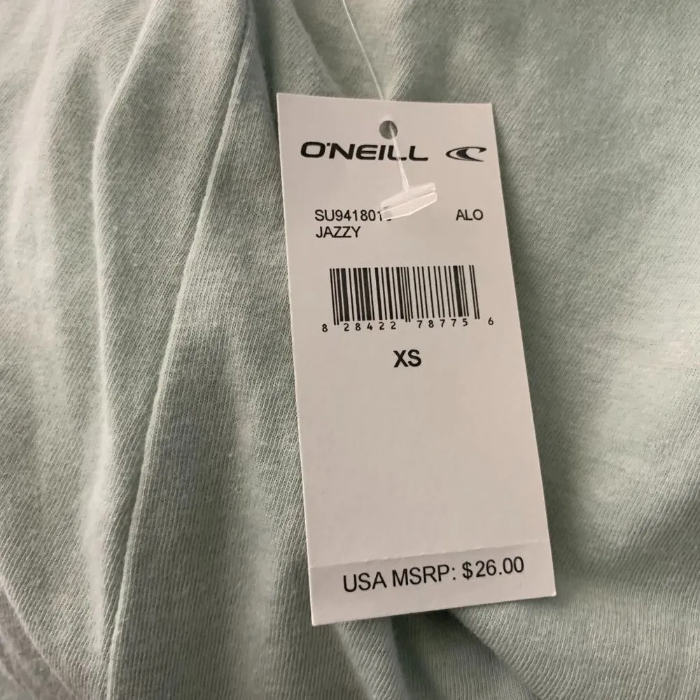 ONeill Crewneck Short Sleeve T Shirt XS Green Graphic Cotton Knit Surf Skate - Image 7