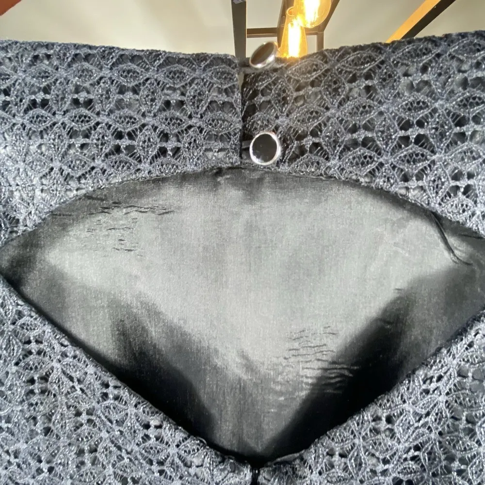 Trina Turk Dress Sz 8 Black Lace Knee Elegant Classic Cocktail Sophisticated USA - Image 6