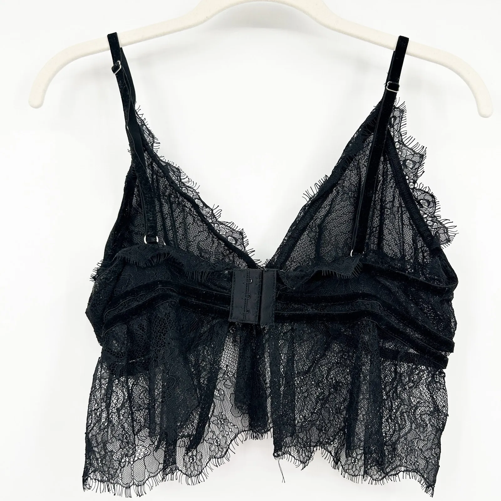 Storia Womens Sexy Sheer Floral Scalloped Mesh Lace Bustier Bra Size M‎ Black - Image 7