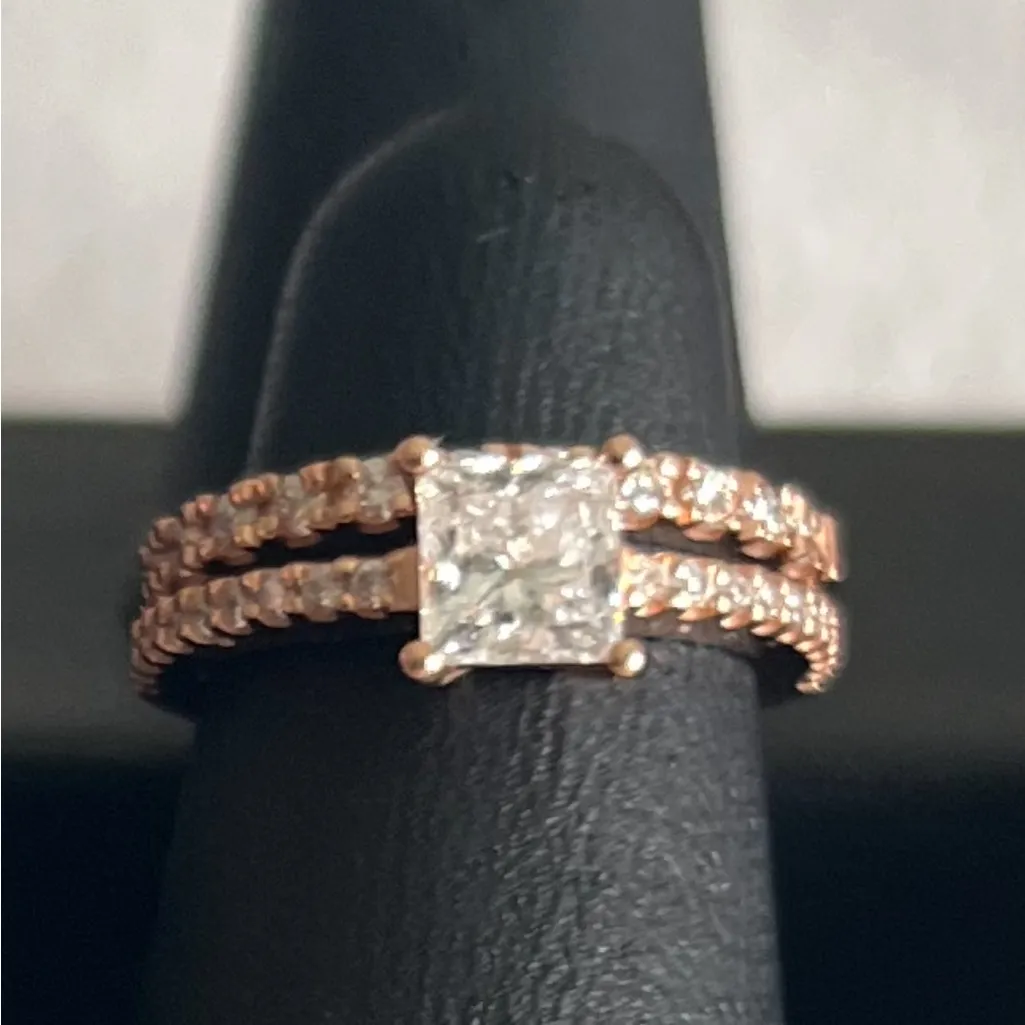 Engagement wedding ring set gold diamonds - Image 5
