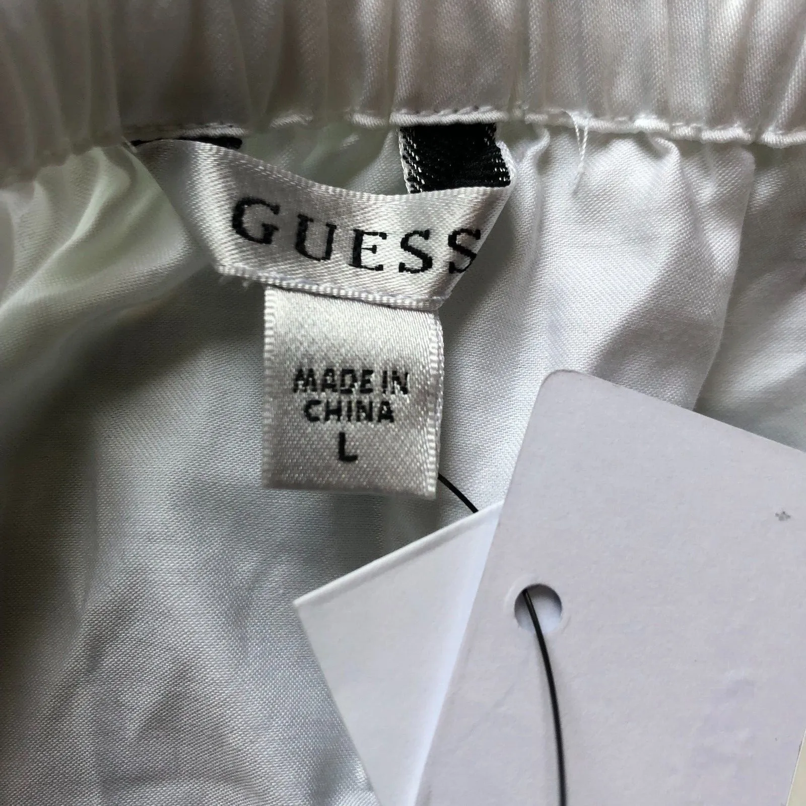 Guess Womens Blouse L White Lazo Eyelet Off Off the shoulder Peplum Top NWT‎ - Image 11