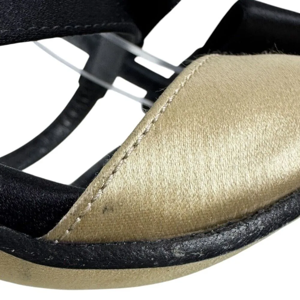 Kate Spade Strappy Heels Sandals 8 B Satin Gold Black Bows Glam Feminine Formal - Image 13