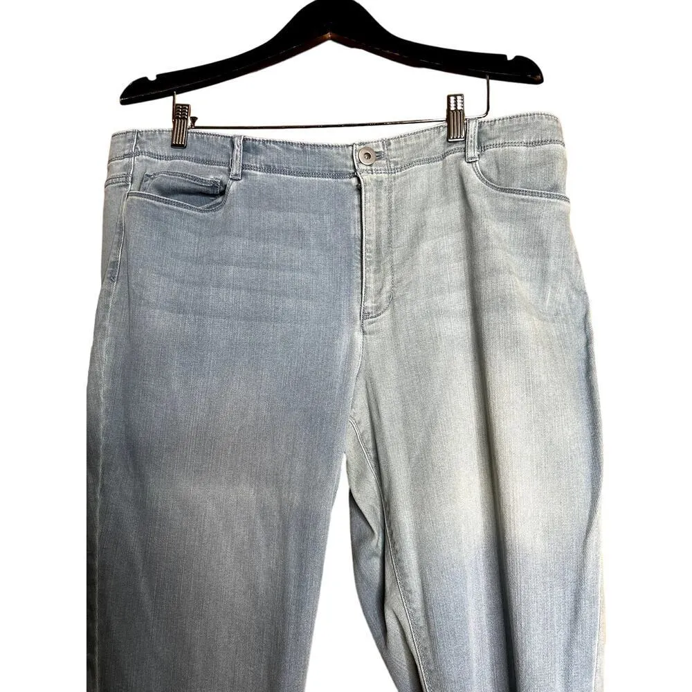 J. Jill women's size 18 jeans cropped raw hem faded 5 pocket asymmetric fading - Image 4