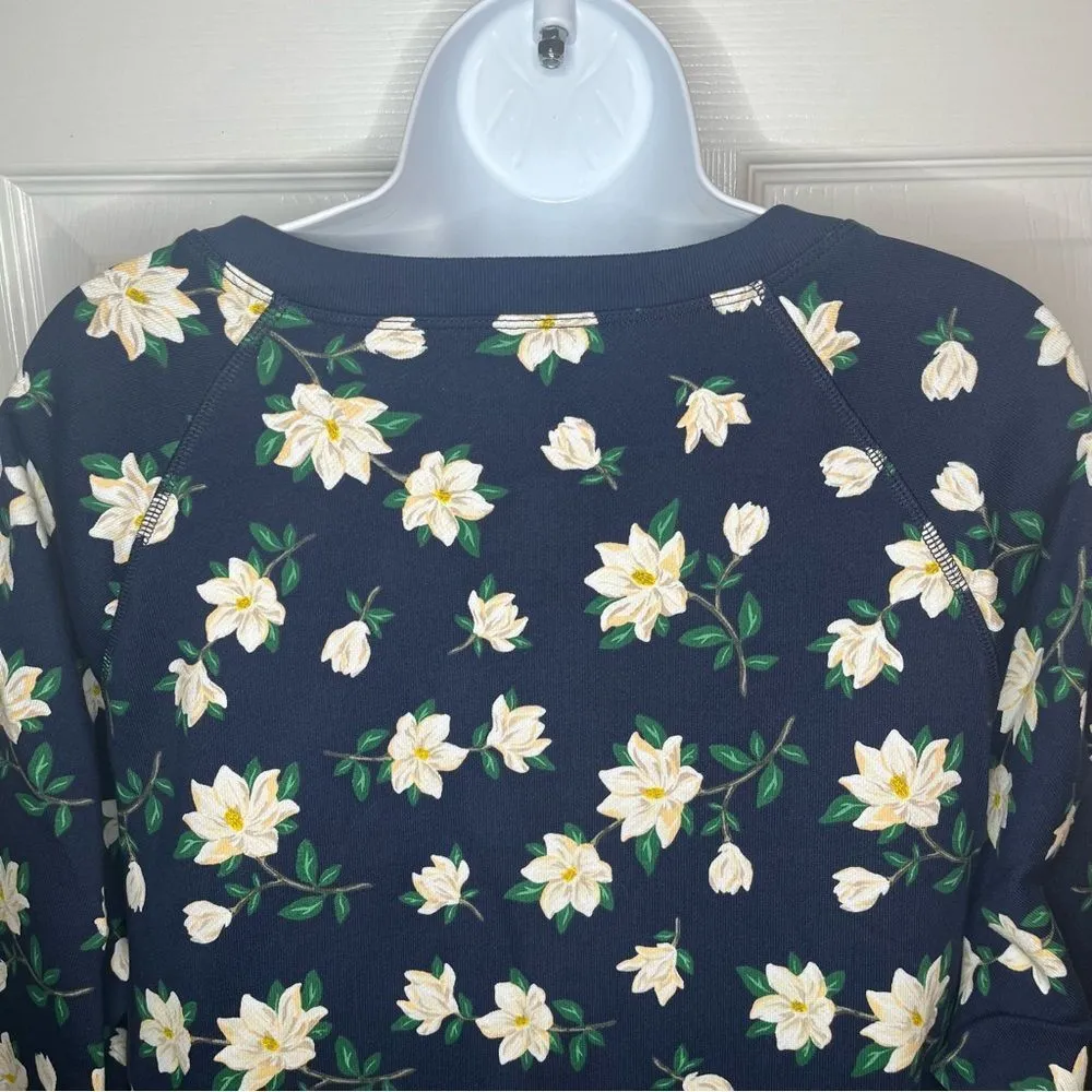 Draper James Magnolia Sweatshirt Dress Floral Midi Cotton Blue White Plus 1X - Image 7