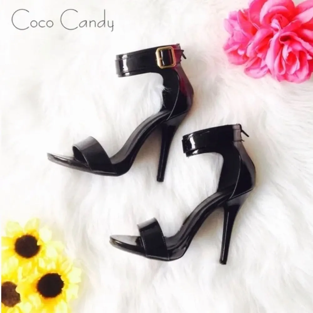 Wild Diva 🔃 Black Ankle Strap Open Toe High Heels - Image 2