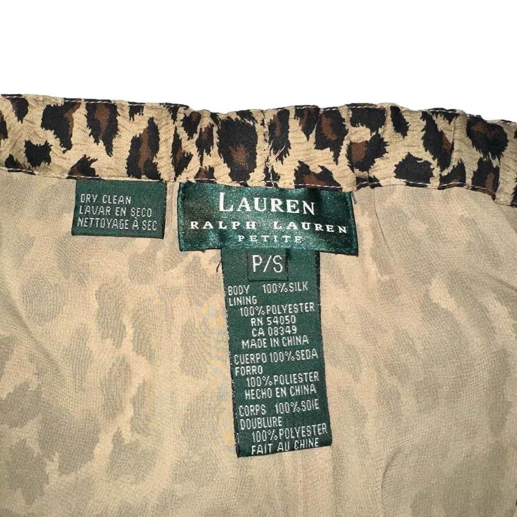 Lauren Ralph Lauren Silk Leopard Print Tapered Leg Vintage Pants PETITE SMALL - Image 3