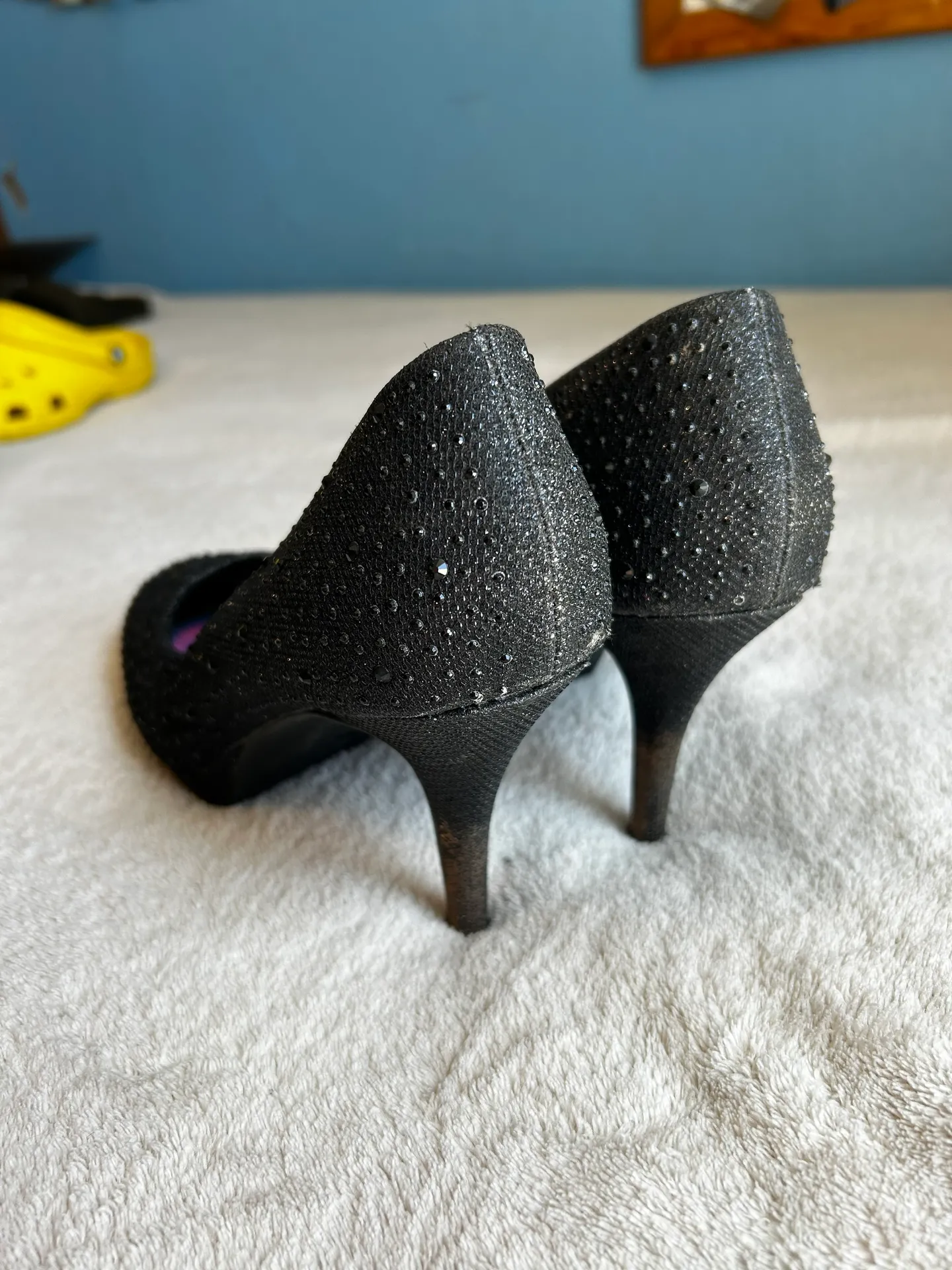 Sparkly Black Heels Size 10 - Image 4