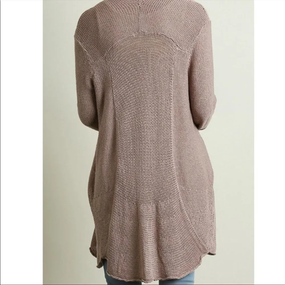 Umgee Sz Medium Green Ruffle Open Front Cardigan Sweater Hook Close Boho Cotton - Image 5