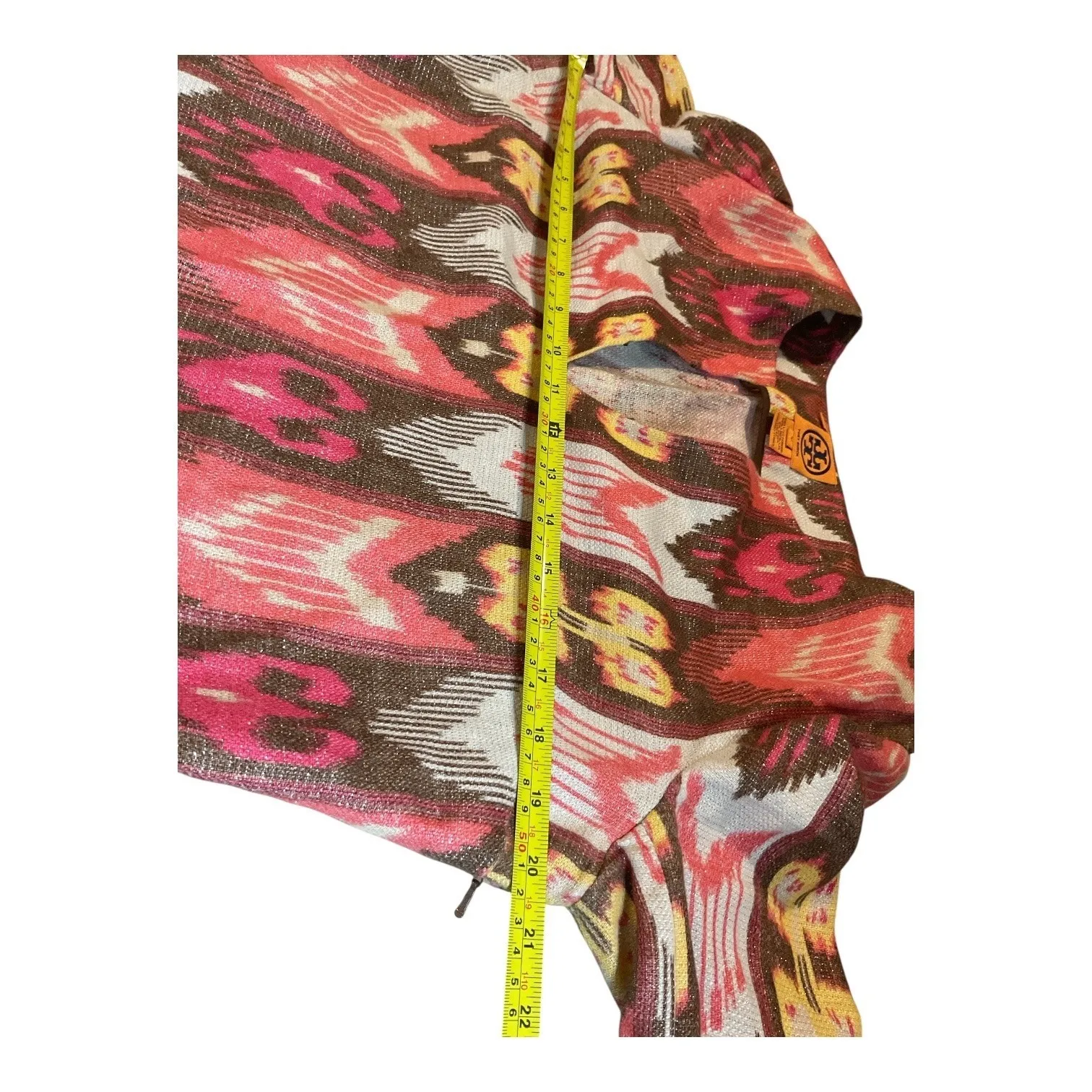 Tory Burch‎ Tunic Top Dress Ikat Geometric Print 3/4 Sleeve Colorful Linen 10 - Image 9