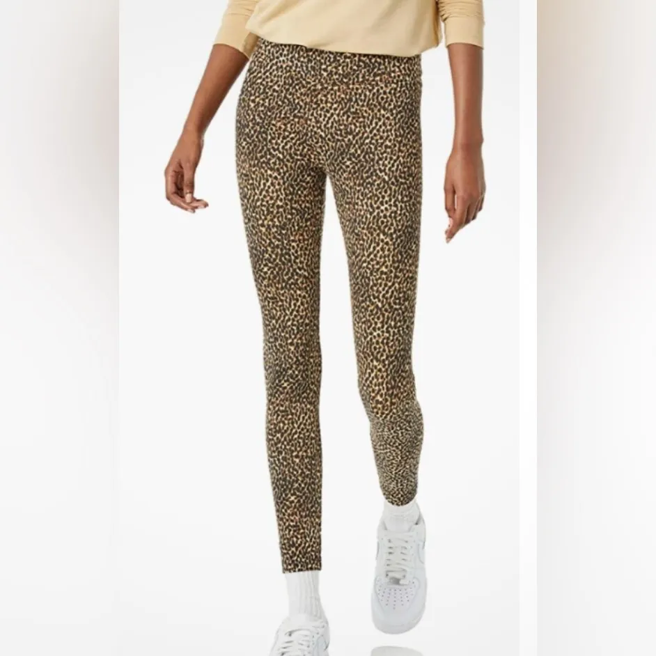 Daily Ritual Leopard Print Leggings medium NWT Brown - Image 2