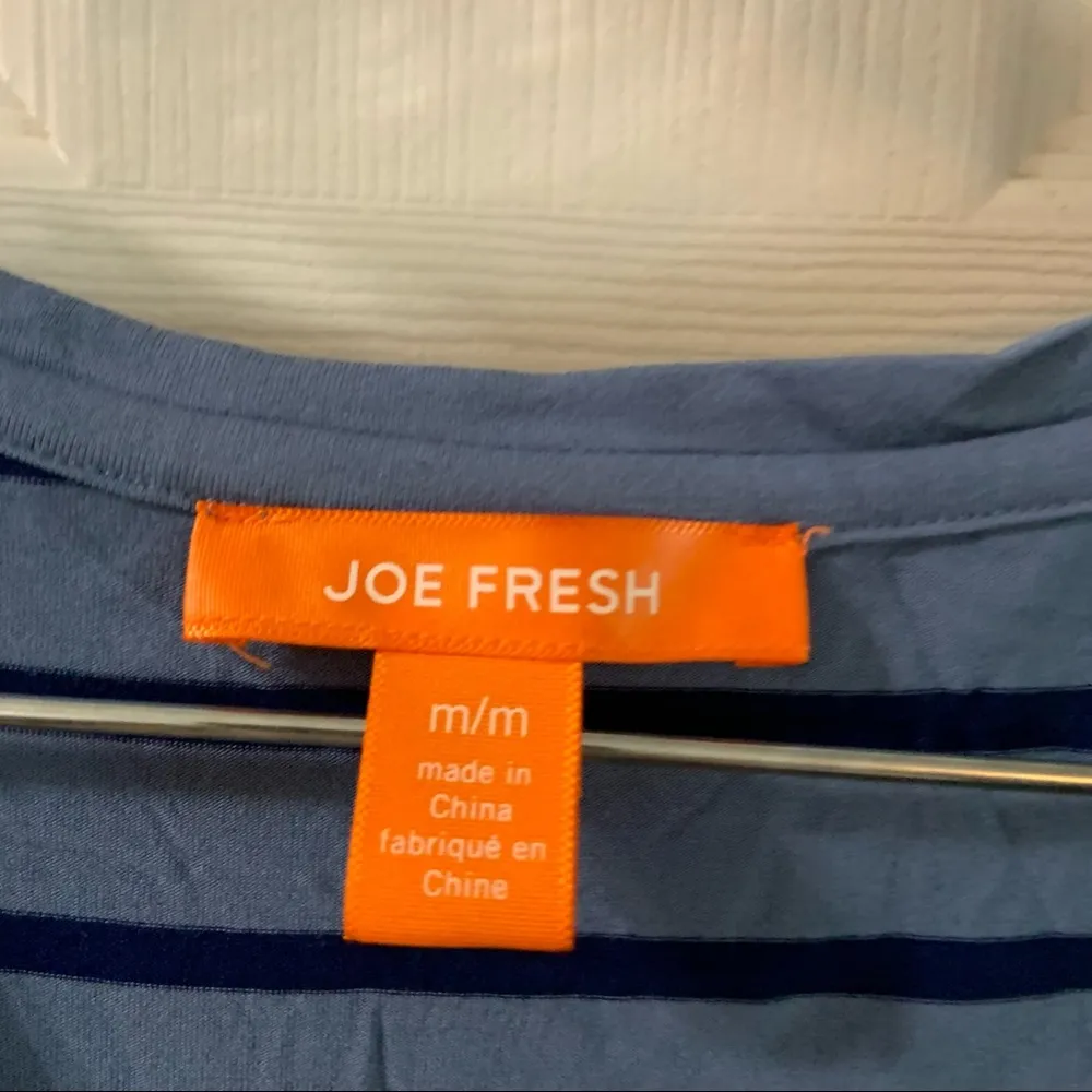 Joe Fresh  Blue Striped 3/4 Sleeve Blouse size M - Image 2