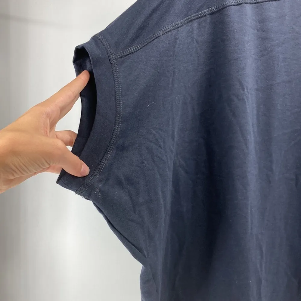 Simple Navy Blue oversized dolmen sleeve lagenlook minimalist neutral basic top Size XL - Image 4