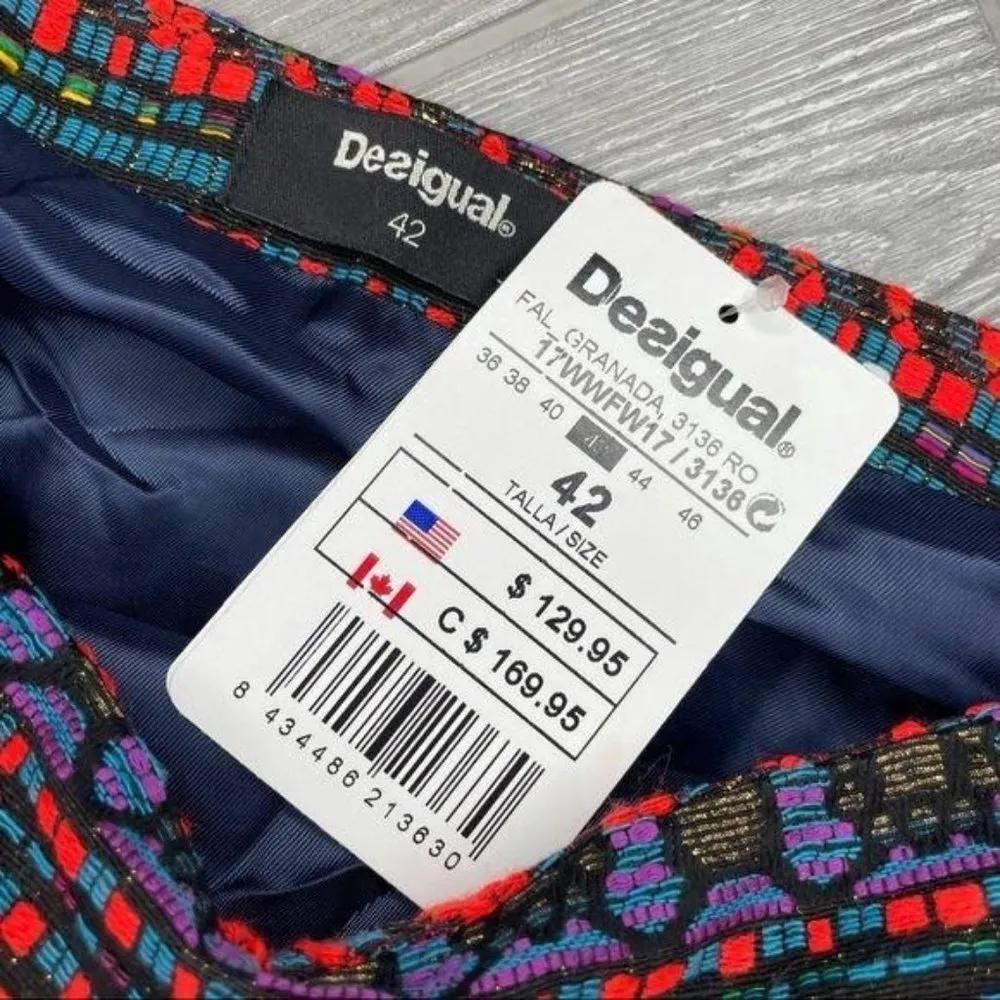 Nwt designual Aztec metallic embroidered skirt short large (10) - Image 4