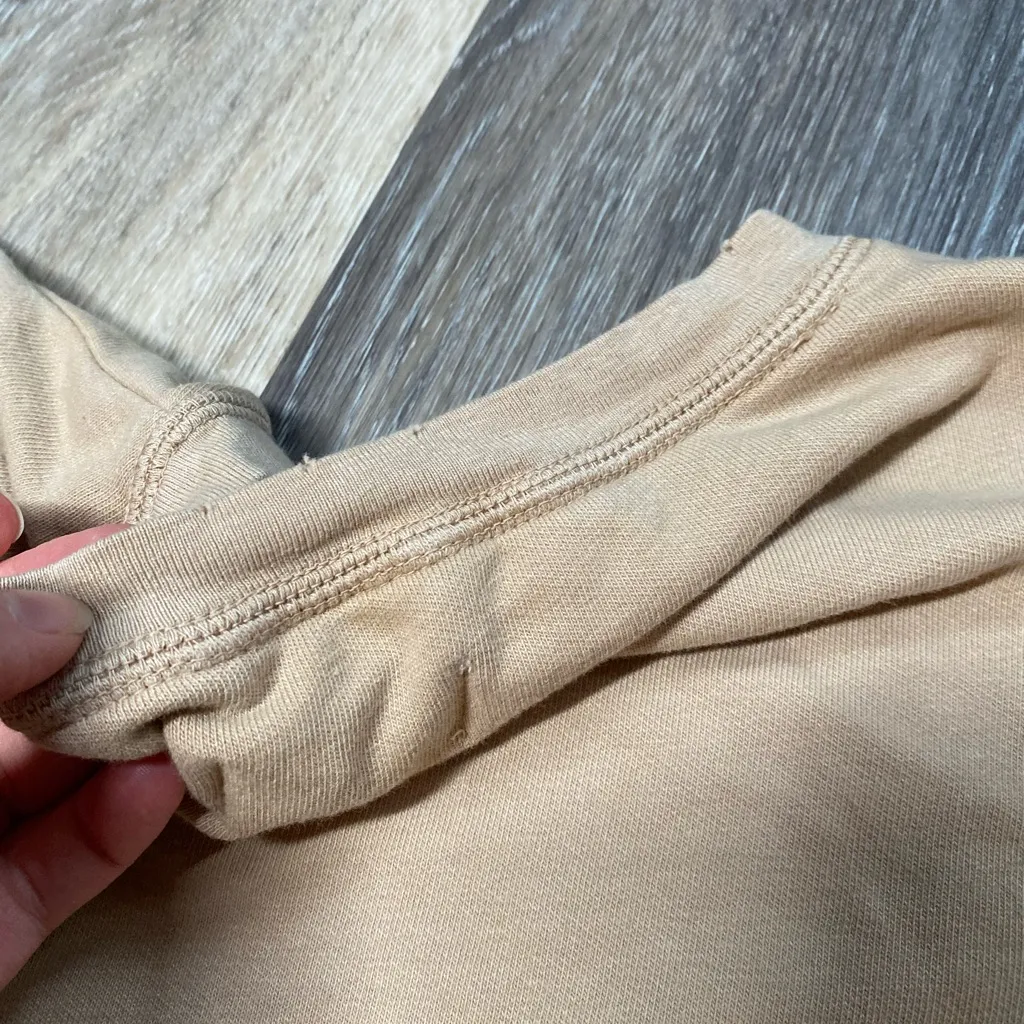 Aerie Long Sleeve Crewneck Cropped Tee Shirt Tan Top Size XS‎ - Image 6