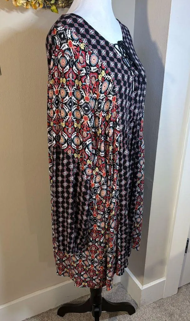 Uncle Frank Festival Boho Dress XL – Lace-Up Babydoll Crinkle w/ Pockets🧡 - Image 5