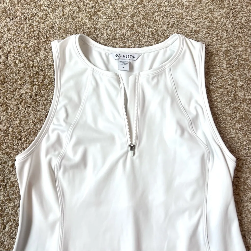 Athleta Ace Tennis Dress White Front Zip Sz Medium - Image 4