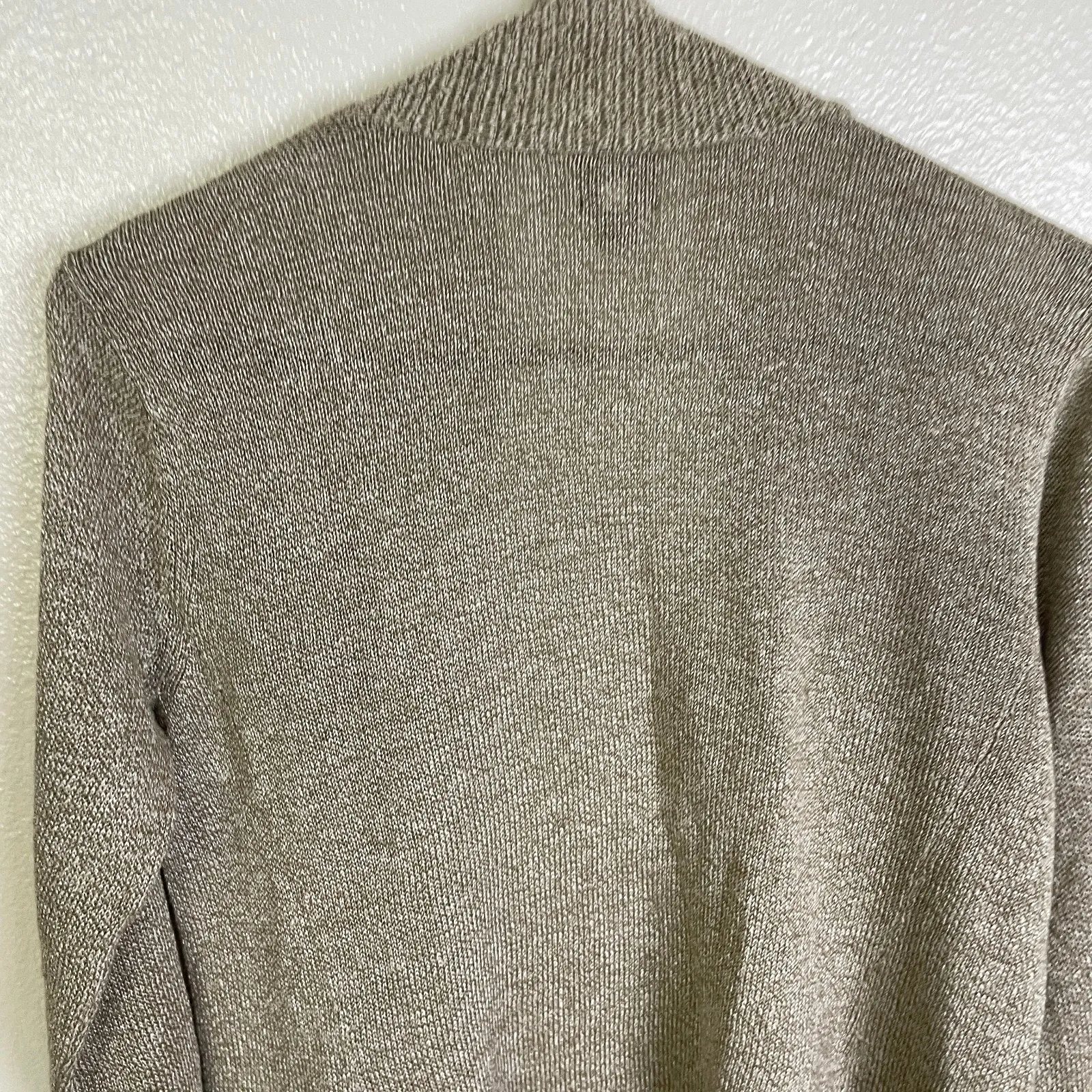 Eileen Fisher Cardigan Sweater Womens Small Tan Beige Linen Viscose Open Ribbed - Image 7