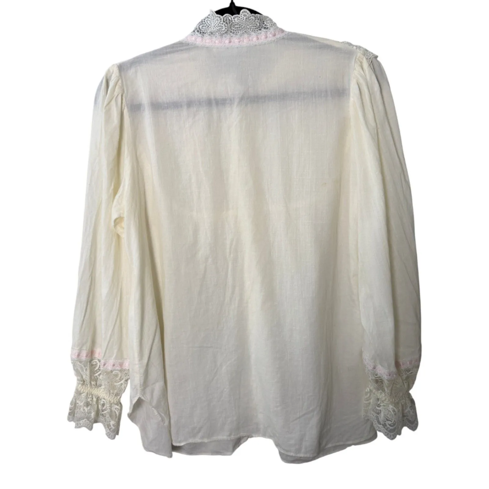 Lily of France Vintage Coquette Ballet Fairy Lace Bow Rosette Blouse Medium - Image 3