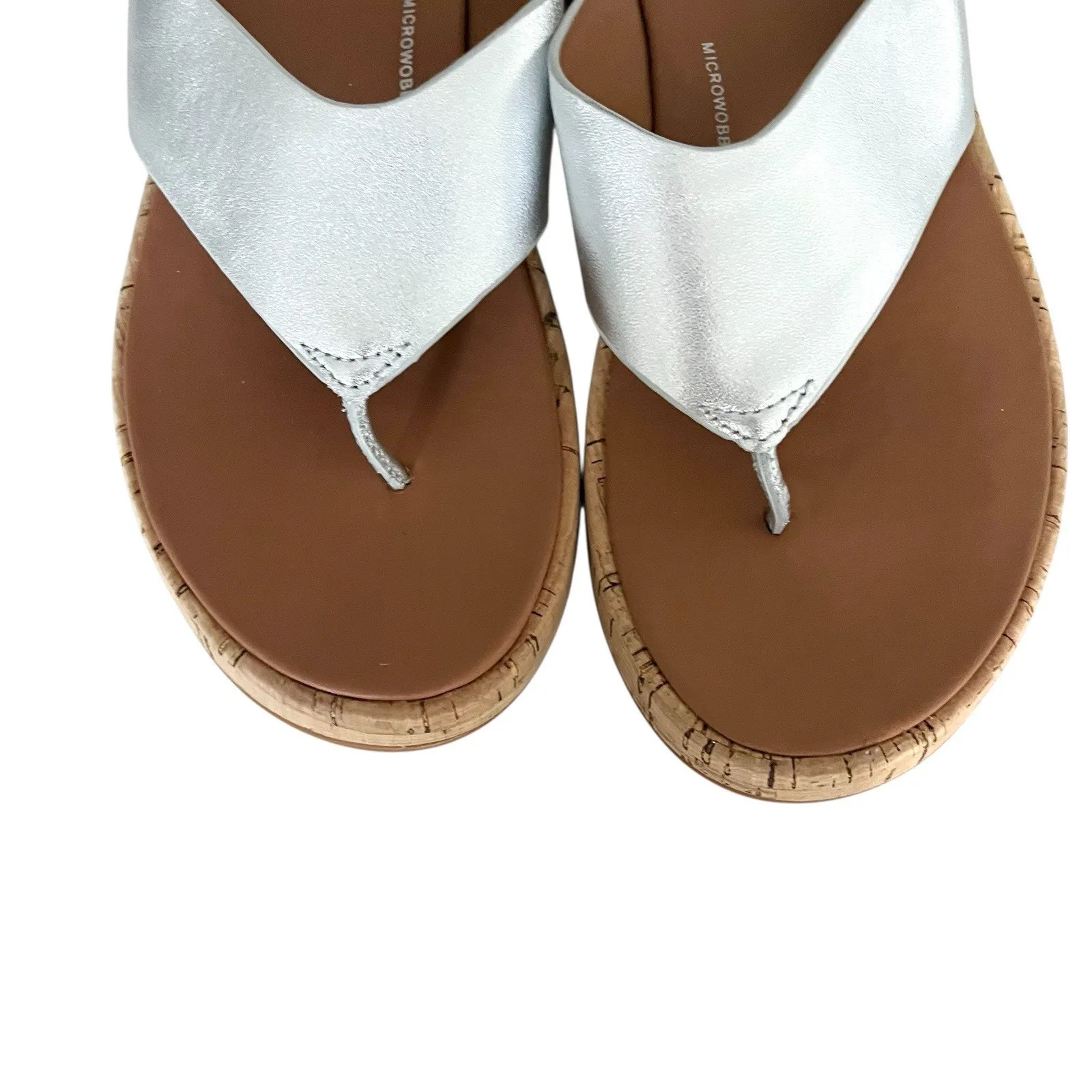 FitFlop F-Mode FlatForm Toe Post Sandals Silver Sz 6 Boho Chic Coastal Comfort - Image 8