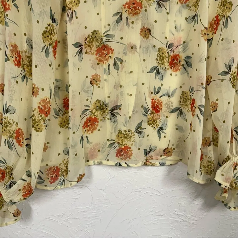 Dress Forum Cream Floral Blouse Womens Small Boho Cottage Core Romantic Shirt - Image 13