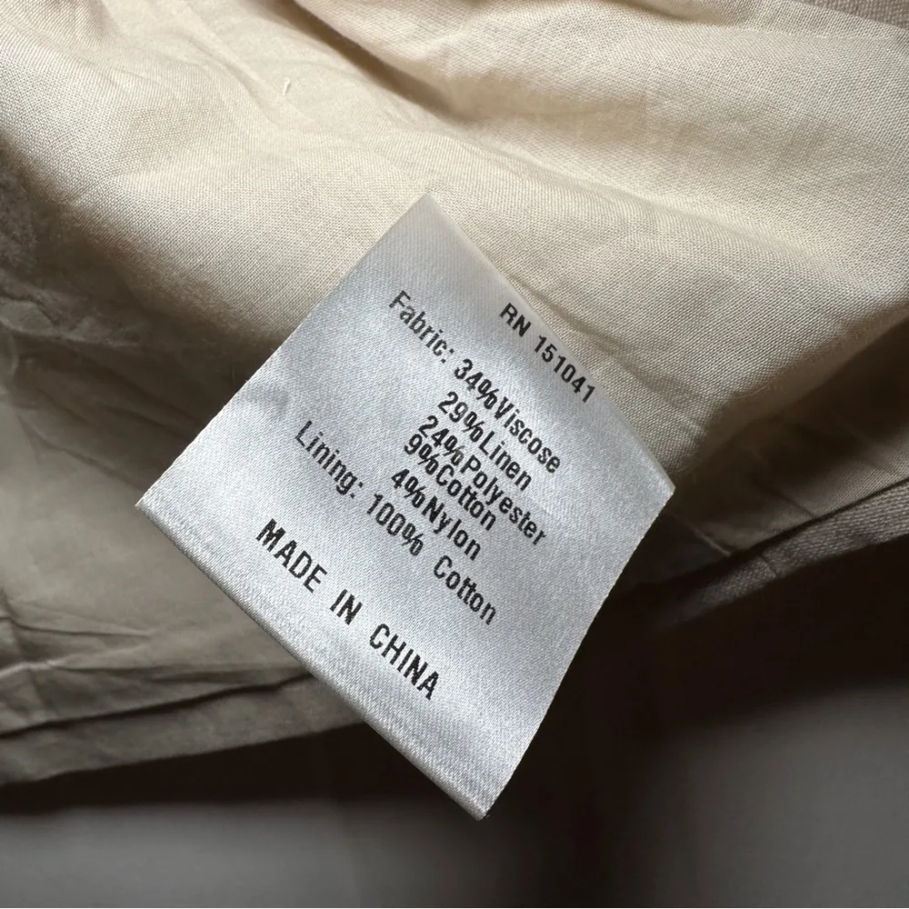 Caara Beige Linen Blend Buttoned Vest XS Tan - Image 9