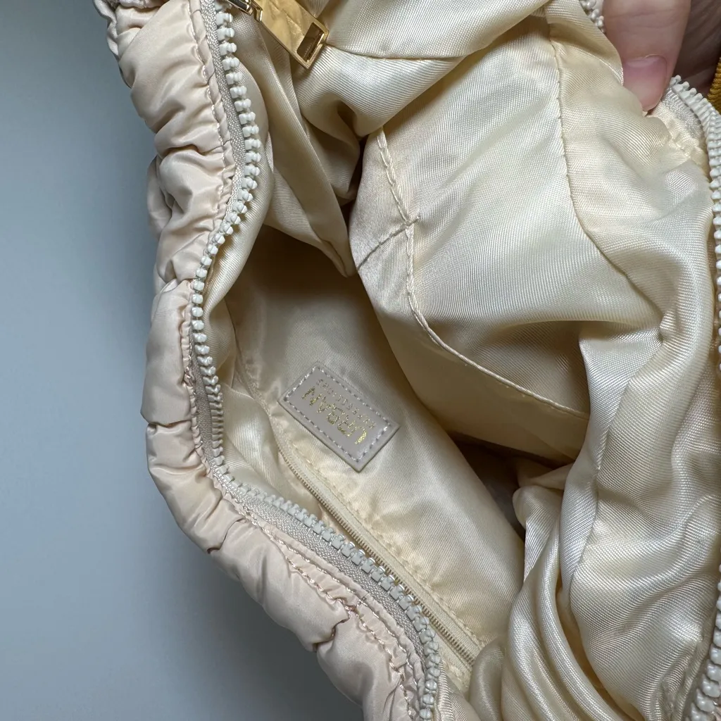 Urban Expressions Quilted Puffer Hobo Bag Vegan Leather Beige - Image 3