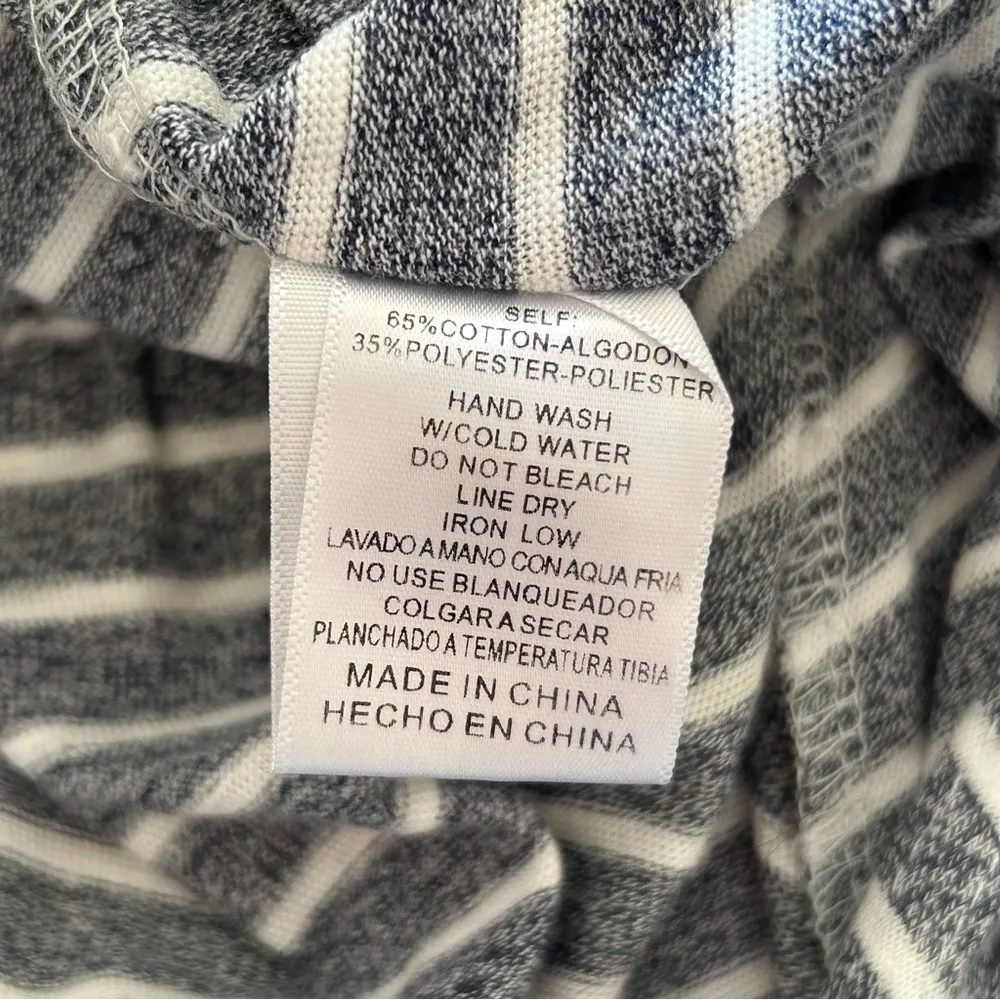 LISTICLE Gray/Blue & White Striped Knit Short Cuffed Sleeved Tulip Dress Sz S - Image 14