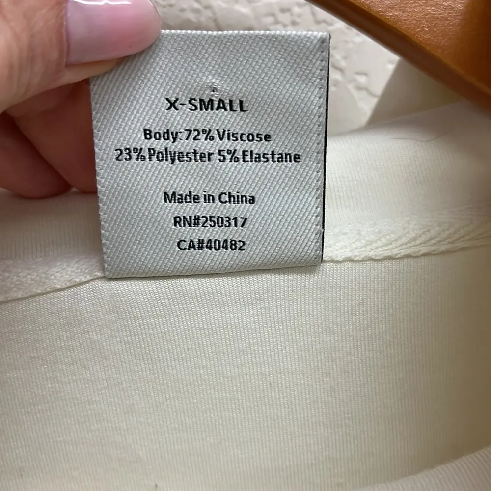 Varley Cowl Neck Cinch Back Sweatshirt XS In Off White - Image 3