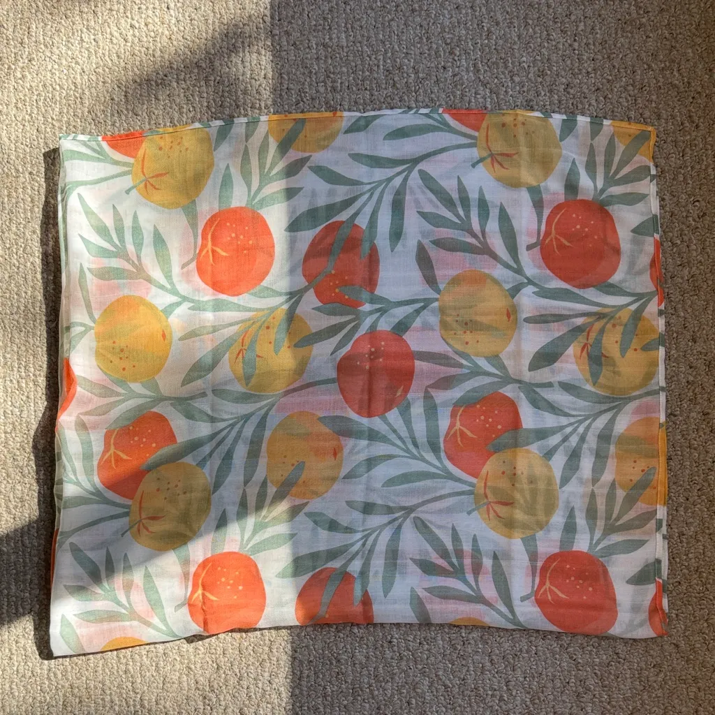 Orange 🍊 Citrus Patterned Scarf Sarong Wrap - Image 6