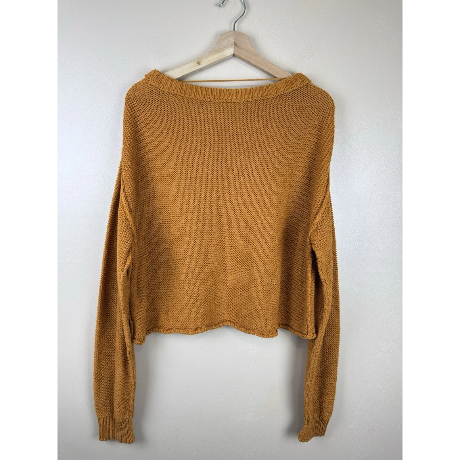 Free People Women’s Slouchy Sweater, Size S, Mustard, Coastal Inside-Out Knit - Image 7