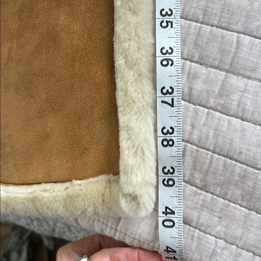 J. Crew faux suede tan cream soft Shearling boho western neck wrap scarf OS - Image 4