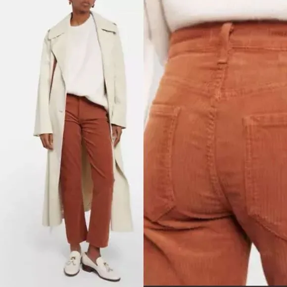 AGOLDE Riley Long High Rise Straight Leg Corduroy Pants Womens 33 Saddle Classic - Image 2