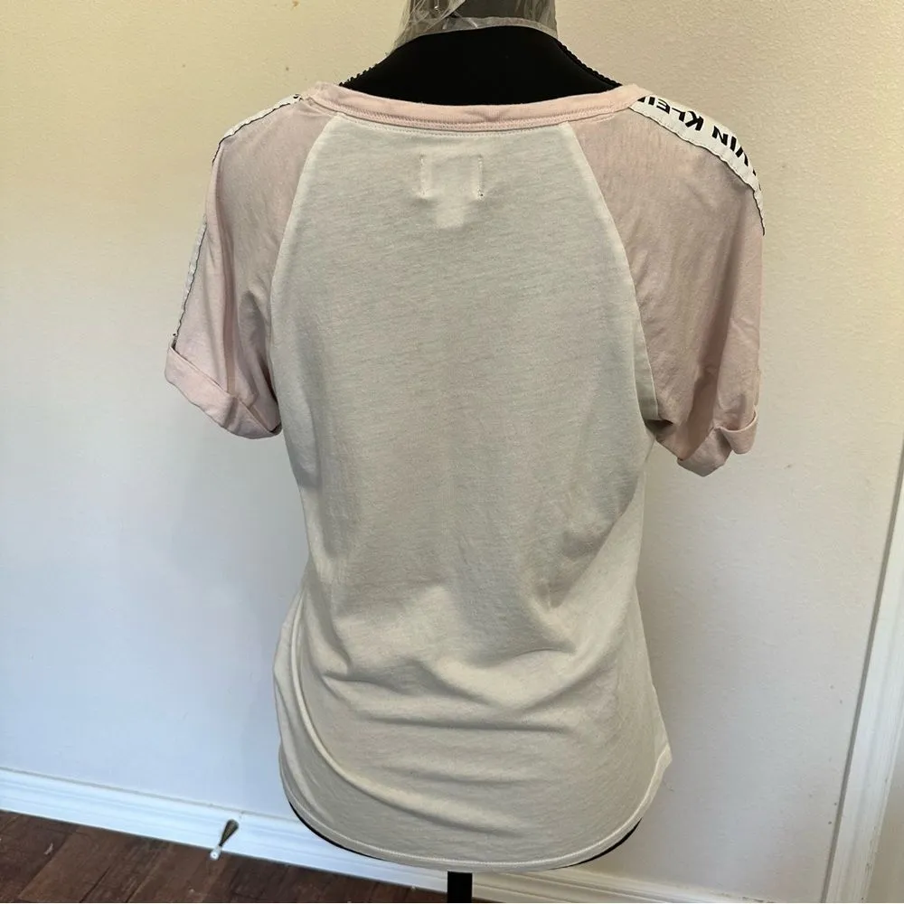 Calvin Klein Jeans Pink Cuffed Sleeve Relaxed T-Shirt S - Image 5