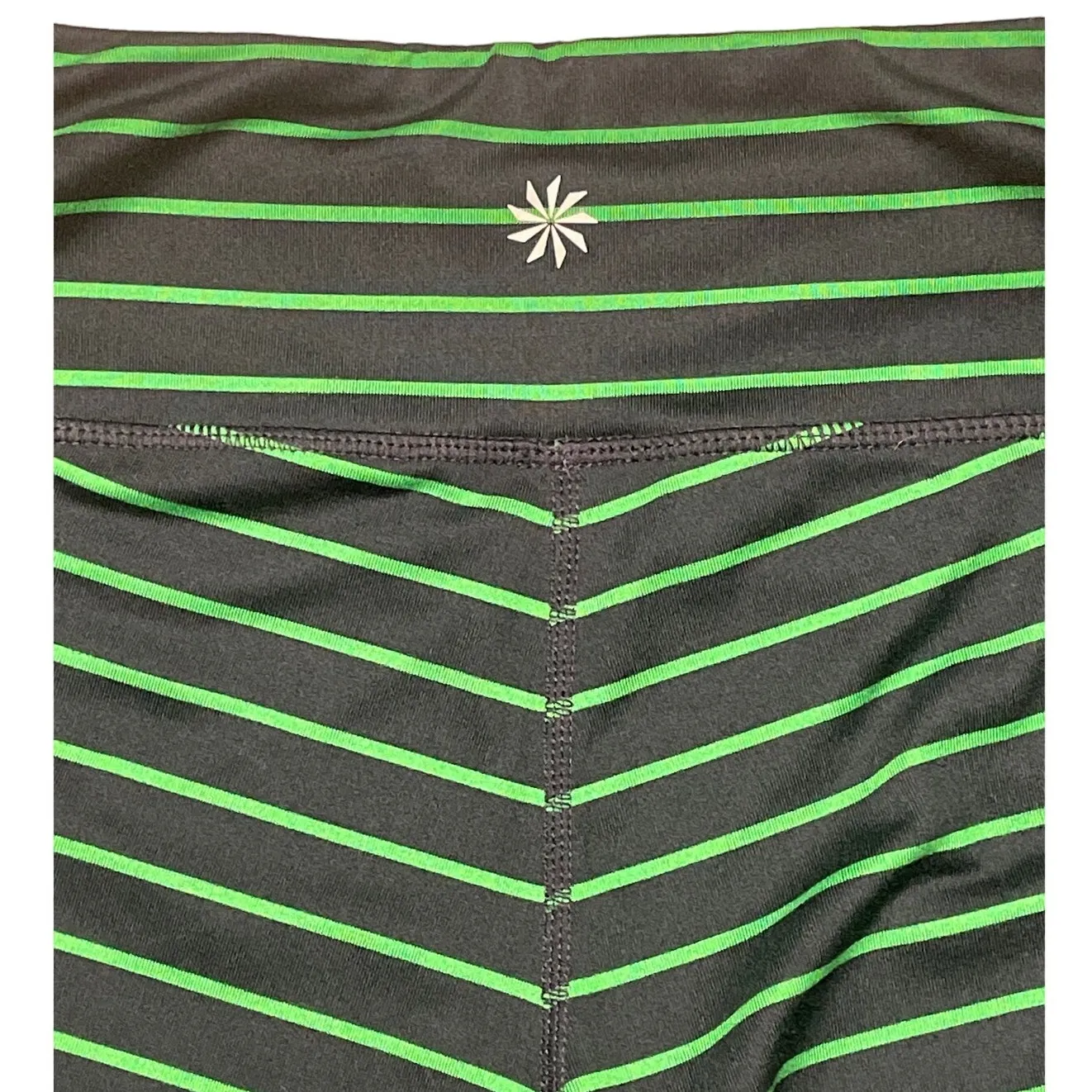 ATHLETA Chaturanga Blue & Green Stripe Cropped Fit Crop Leggings Size Small‎ - Image 5