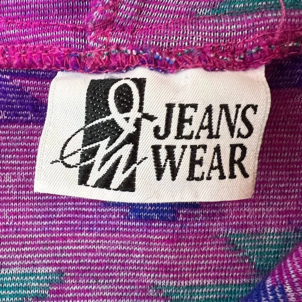 Vintage 90s Tribal Fuchsia Fleece Hoodie Pullover Sweater Purple Size L - Image 2