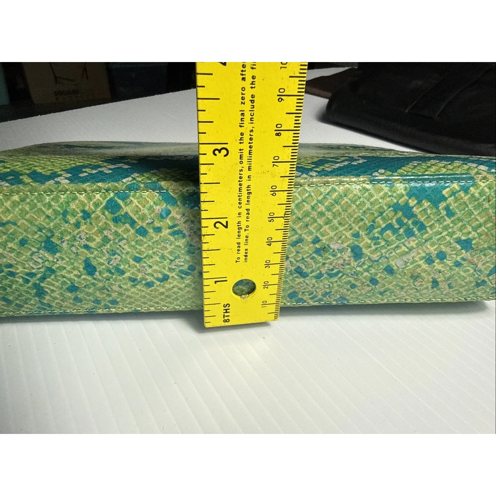 Timothy Hitsman Imatation Snakeskin Handbag W Chain Spain Blue Green - Image 4