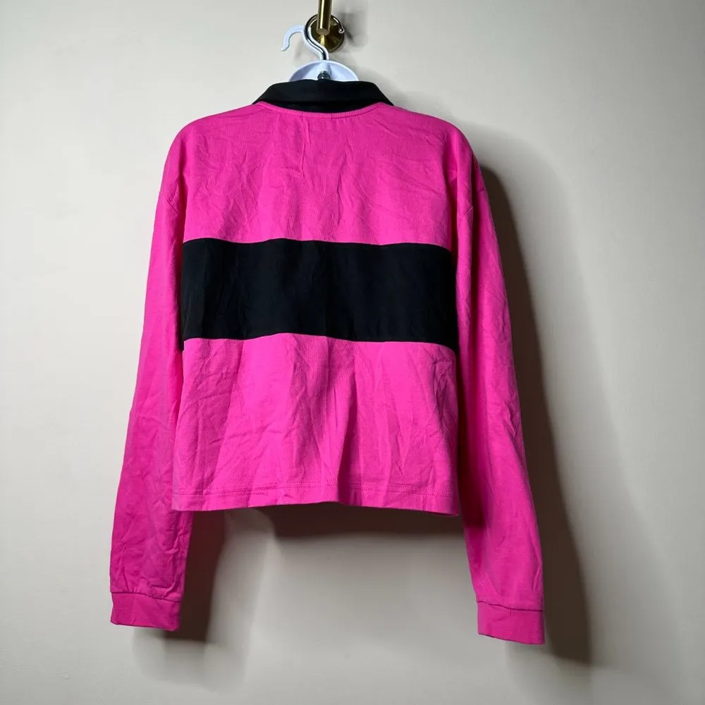 Reebok Classics Pink/Black Long Sleeve Collared Shirt Women's Small - Image 3